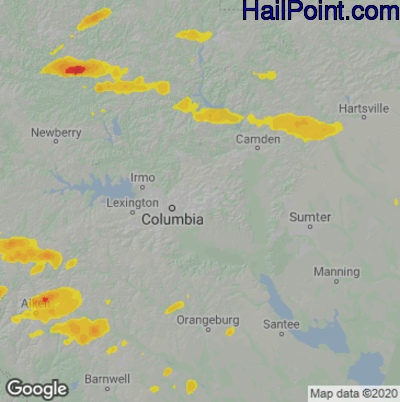 Hail Map Columbia, SC May 09, 2025 