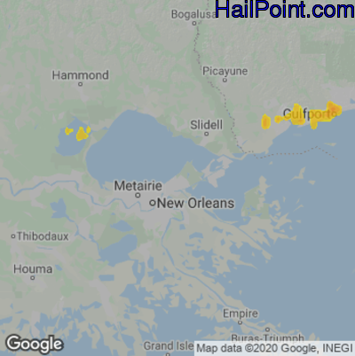 Hail Map New Orleans, LA May 09, 2025 