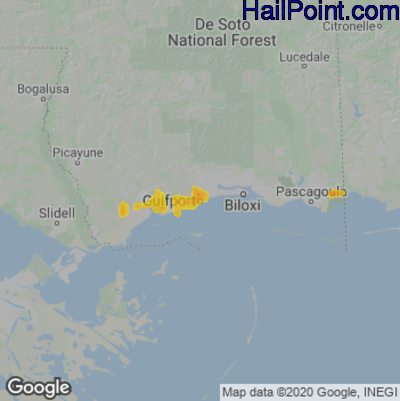 Hail Map Gulfport, MS May 09, 2025 