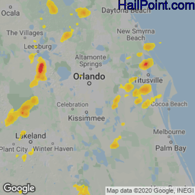 Hail Map Orlando, FL May 09, 2025 