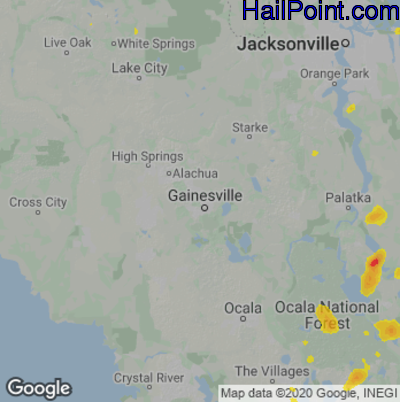Hail Map Gainesville, FL May 09, 2025 