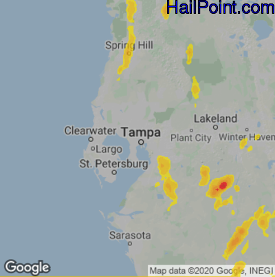 Hail Map Tampa, FL May 10, 2025 