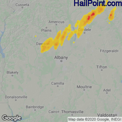 Hail Map Albany, GA May 10, 2025 