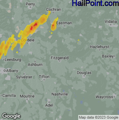 Hail Map Fitzgerald, GA May 10, 2025 
