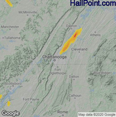 Hail Map Chattanooga, TN May 12, 2025 