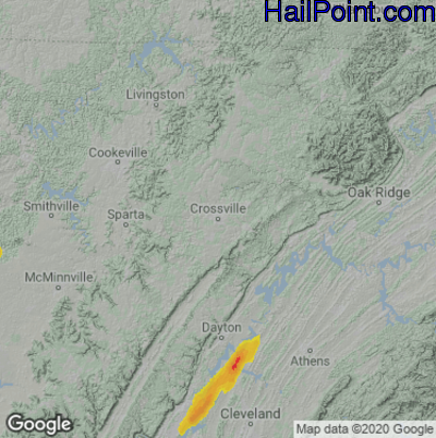Hail Map Crossville, TN May 12, 2025 