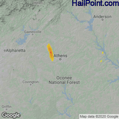 Hail Map Athens, GA May 12, 2025 