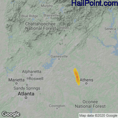 Hail Map Gainsville, GA May 12, 2025 