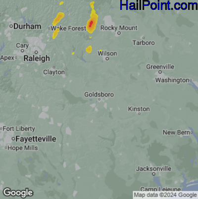 Hail Map Goldsboro, NC May 13, 2025 