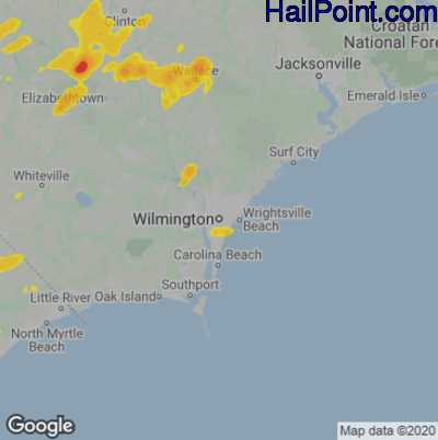Hail Map Wilmington, NC May 14, 2025 