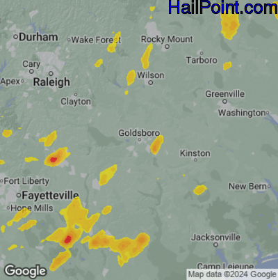 Hail Map Goldsboro, NC May 14, 2025 