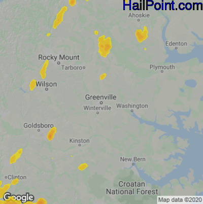 Hail Map Greenville, NC May 14, 2025 