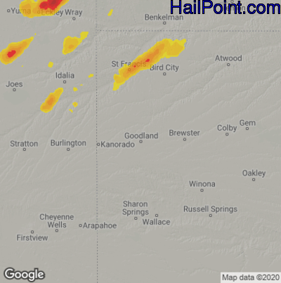 Hail Map Goodland, KS May 15, 2025 