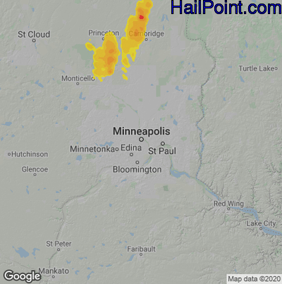 Hail Map Minneapolis, MN May 15, 2025 