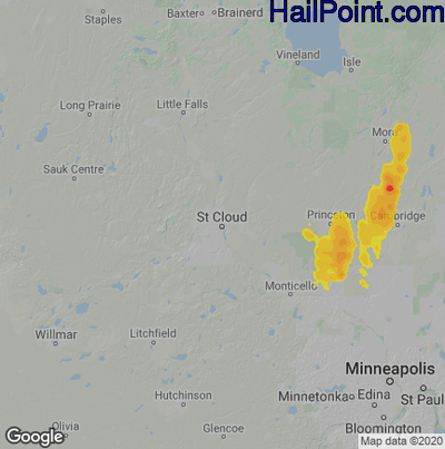 Hail Map St Cloud, MN May 15, 2025 