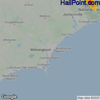 Hail Map for Wilmington, NC Region on May 15, 2025