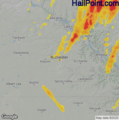 Hail Map Rochester, MN May 15, 2025 