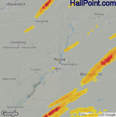 Hail Map for Peoria, IL Region on May 15, 2025 