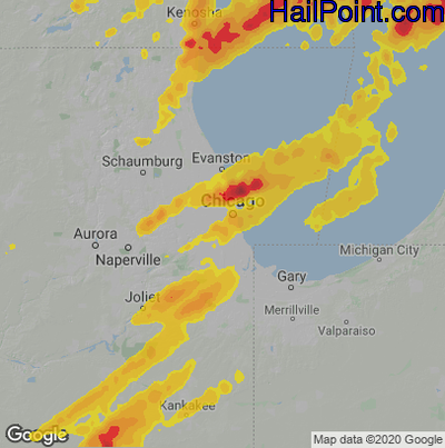 Hail Map for Chicago, IL Region on May 15, 2025