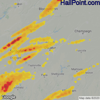 Hail Map for Decatur, IL Region on May 15, 2025