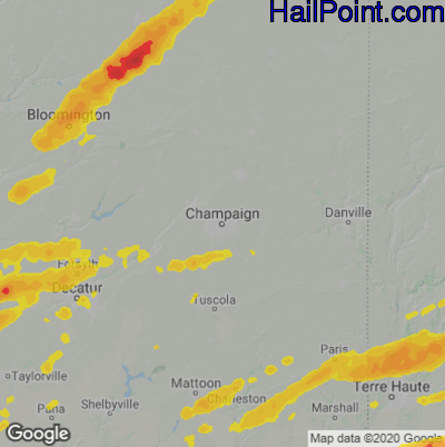 Hail Map Champaign, IL May 16, 2025 