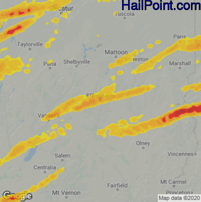 Hail Map Effingham, IL May 16, 2025 