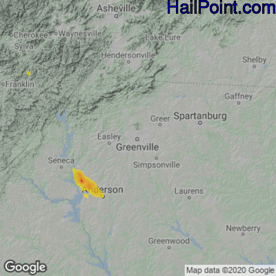 Hail Map Greenville, SC May 16, 2025 