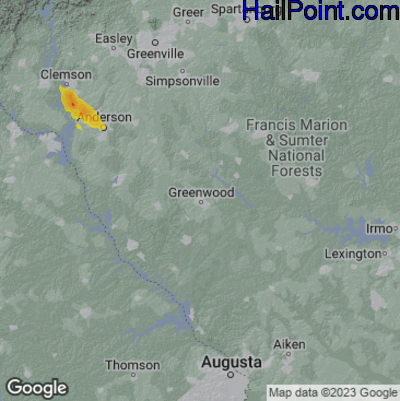 Hail Map Greenwood, SC May 16, 2025 