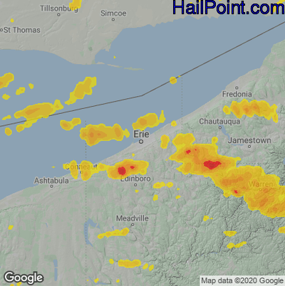 Hail Map Erie, PA May 16, 2025 