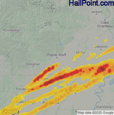 Hail Map Poplar Bluff, MO May 16, 2025 