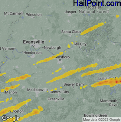 Hail Map Owensboro, KY May 16, 2025 