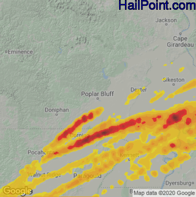 Hail Map Poplar Bluff, MO May 16, 2025 