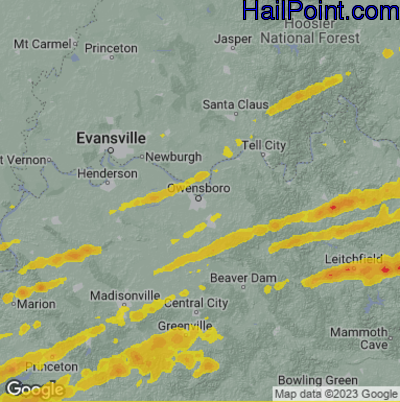Hail Map Owensboro, KY May 16, 2025 