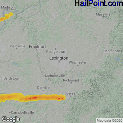 Hail Map Lexington, KY May 16, 2025 