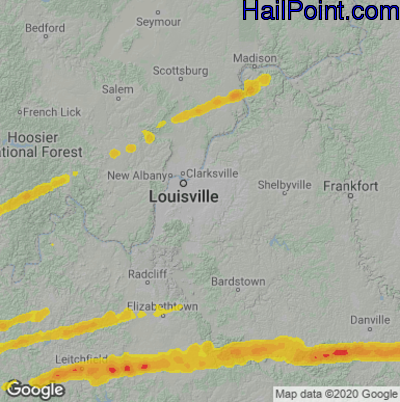 Hail Map Louisville, KY May 16, 2025 