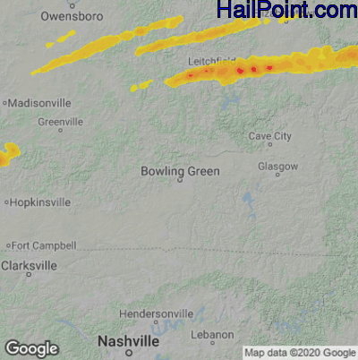 Hail Map Bowling Green, KY May 16, 2025 