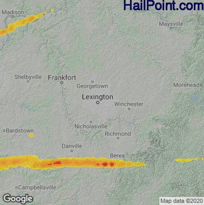 Hail Map Lexington, KY May 16, 2025 