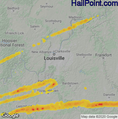 Hail Map Louisville, KY May 16, 2025 