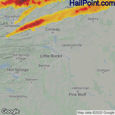Hail Map for Little Rock, AR Region on May 16, 2025