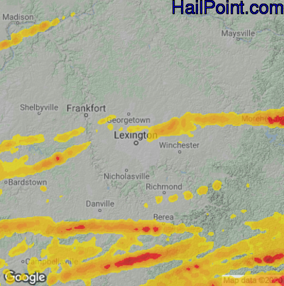 Hail Map for Lexington, KY Region on May 16, 2025 