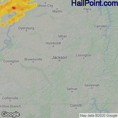 Hail Map Jackson, TN May 16, 2025 