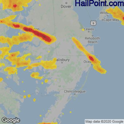 Hail Map for Salisbury., MD Region on May 16, 2025