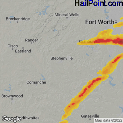 Hail Map Stephenville, TX May 16, 2025 