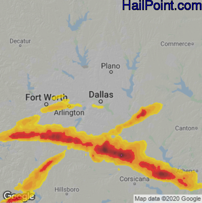 Hail Map Dallas, TX May 16, 2025 
