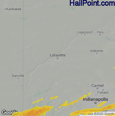 Hail Map for Layfette, IN Region on May 16, 2025