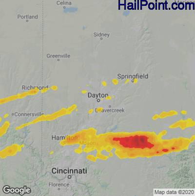 Hail Map for Dayton, OH Region on May 17, 2025
