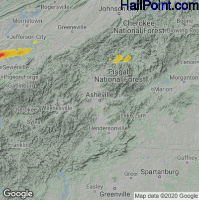 Hail Map for Asheville, NC Region on May 17, 2025 