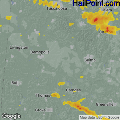 Hail Map for Uniontown, AL Region on May 17, 2025