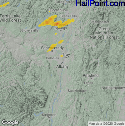 Hail Map for Albany, NY Region on May 17, 2025