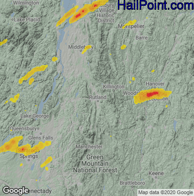 Hail Map for Rutland, VT Region on May 17, 2025